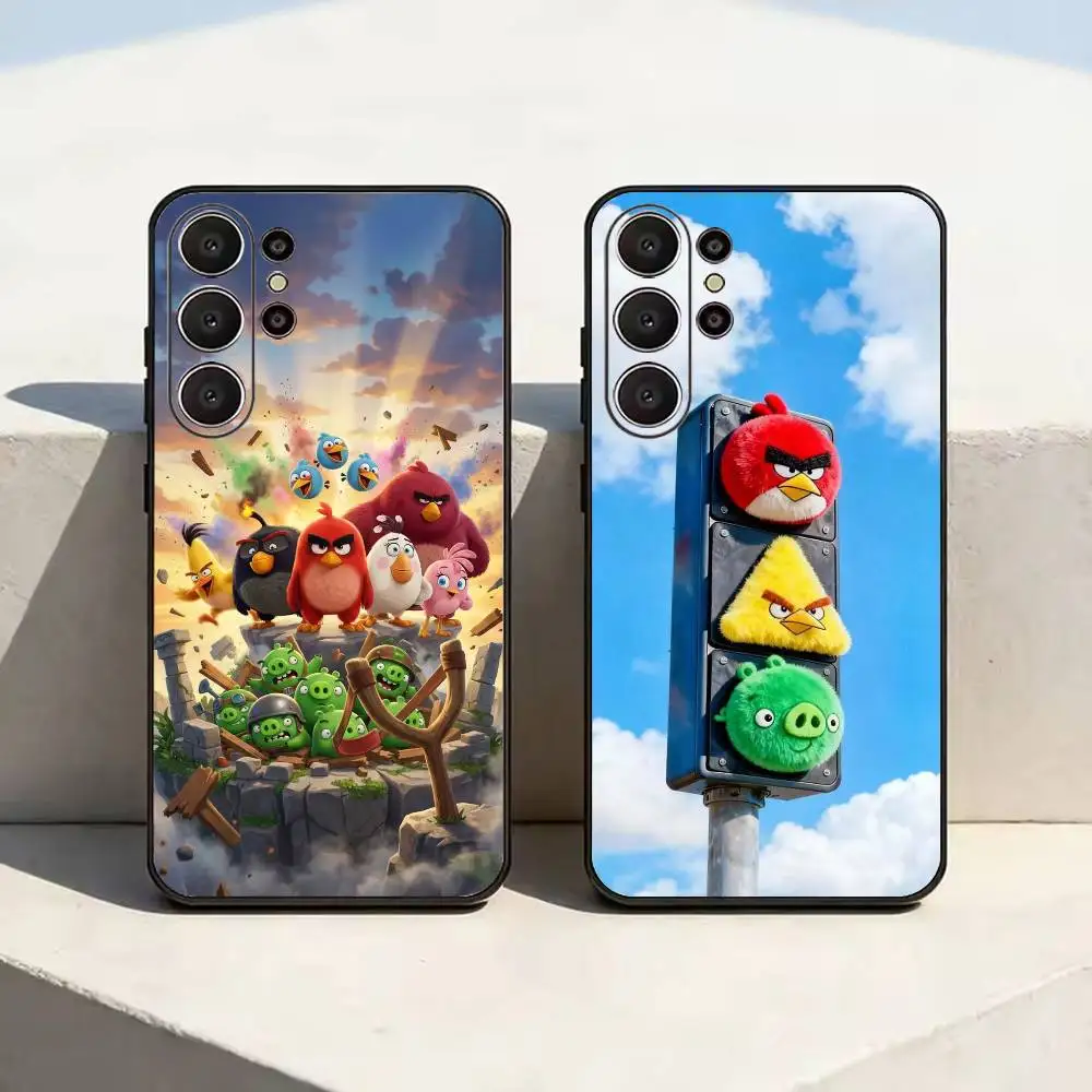 Funda de teléfono BIRD Game A-Angry-y B-Bird para Samsung S26,S24,S21,S22,,Plus S23,S30,Ultra,S20,Fe, silicona suave negra