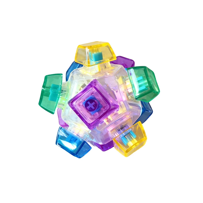 LED-verlichte sleutelhanger met klikbare knop, fidget toy voor stress- en angstverlichting, draagbaar bureau-accessoire, kantoordecoratie, cadeau