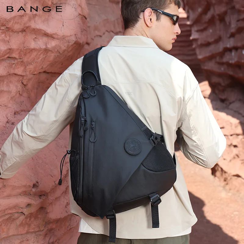 

bange Men's single shoulder fashion light crossbody men's waterproof large capacity chest bag leisure backpack