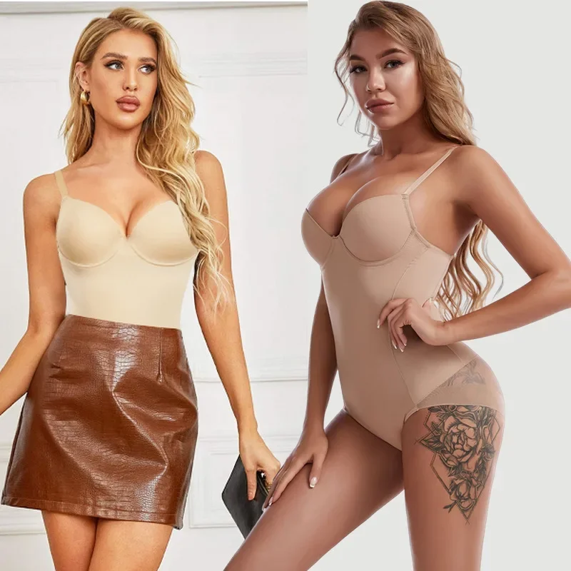 Tuta da donna reggiseno Push-up intimo modellante per il petto con contrazione del ventre con anello in acciaio corsetto a rete con apertura sul