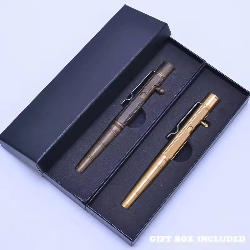 Creative Brass Tactical Pen Self Defense Tool For Outdoor Camp EDC Tool Emergency Glass Breaker Business Collectible Pen Gifts