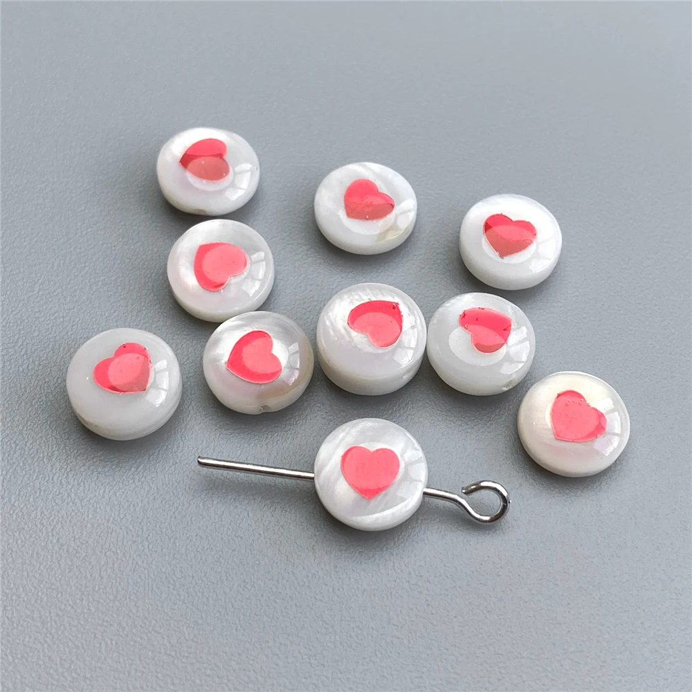 Shell Bronzing Moon Star Hearts Bead Charm Round White Freshwater Pearl of Shell Bead for Jewelry Making Diy Necklace Accessory