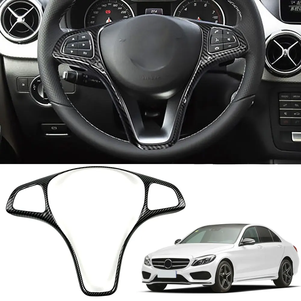 For Mercedes Benz A B C E GLA GLC CLA GLE GLS Class W246 W205 W213 X253 X156 Car Steering Wheel Cover Decoration Trim