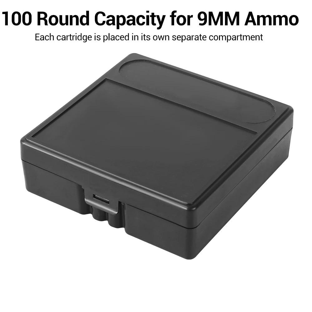 9mm Tactical Ammo Box 50/100 Rounds Shotgun Bullet Shell Holder Box Portable Rifle Cartridge Storage Case Flip-Top Bullets Can