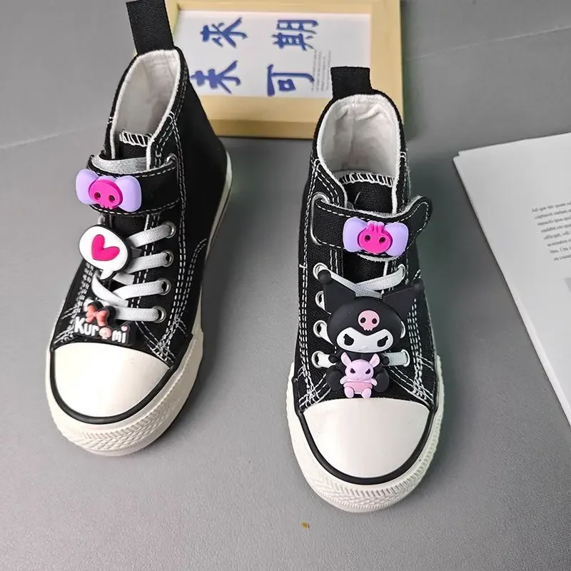 Kuromi-Zapatillas de lona Kawaii Sanrio Ins para niños y niñas, zapatos de tablero a la moda con dibujos animados, zapatillas informales, regalos