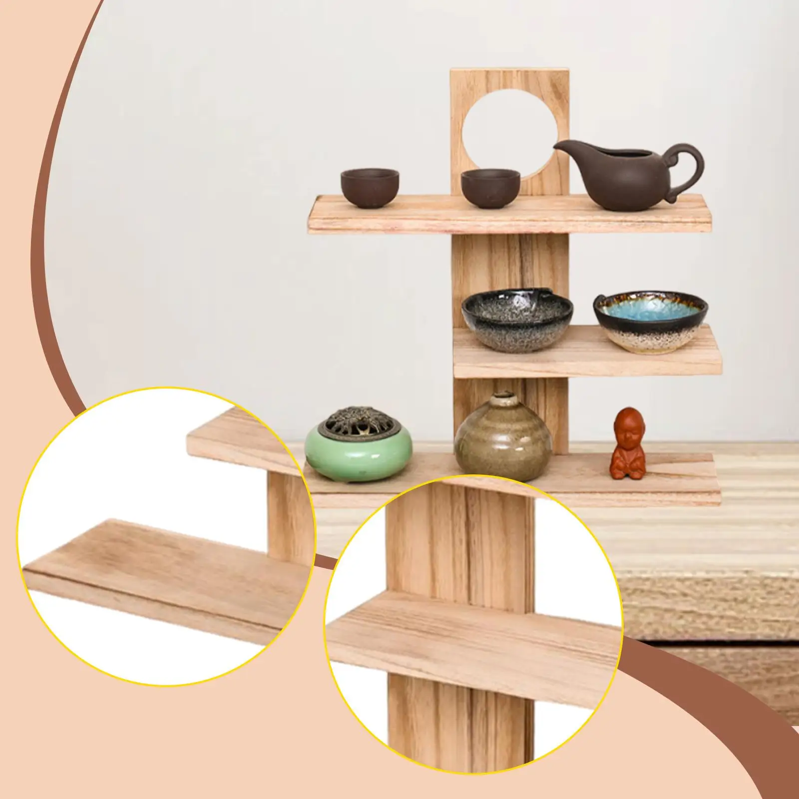 Wooden Desktop Organizer Shelf Storage Rack Stylish Display Stand for Office Home Tea Room Accessories Storage Wooden Desktop Organizer Shelf Storage Rack Stylish Display Stand for Office Home Tea Room Accessories Storage