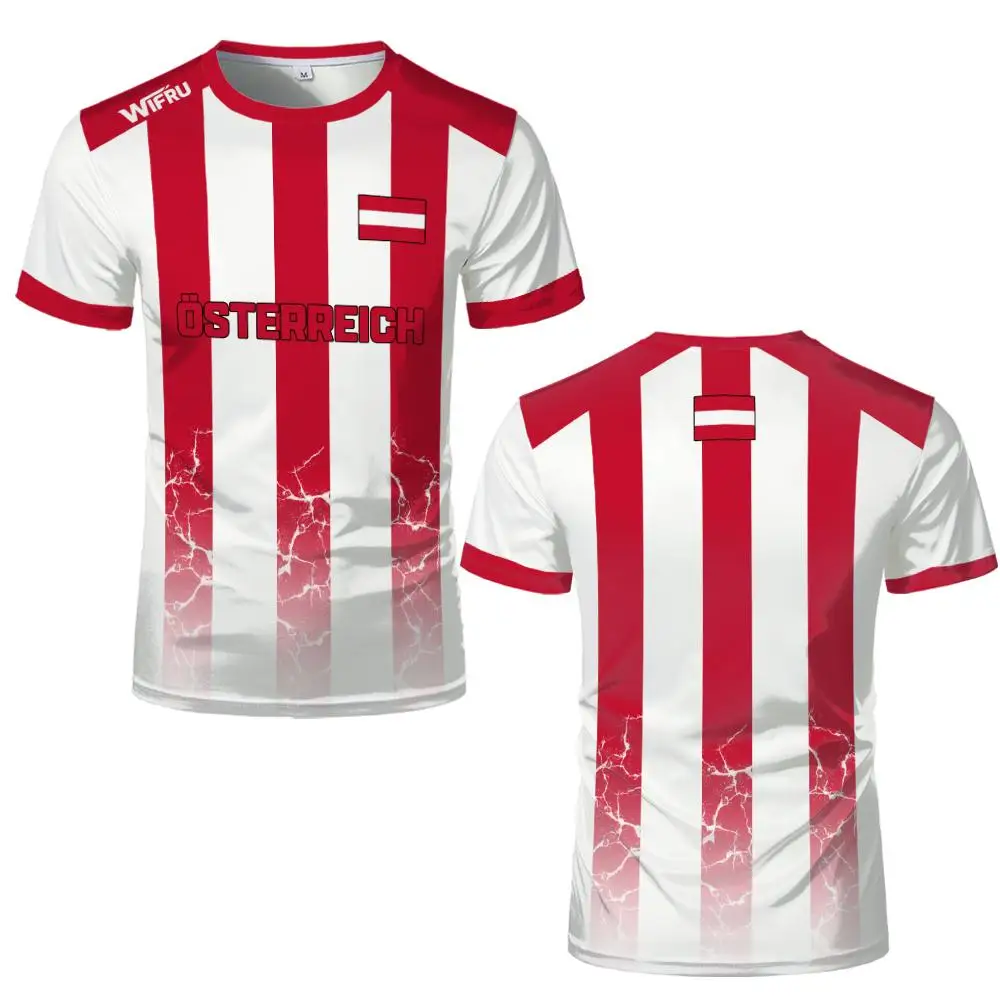 Austrian Pattern Jersey T-shirt Summer Sports Breathable Quick-drying O-Neck Football Tee Unisex Short-sleeved Tops Gift_voghion.com