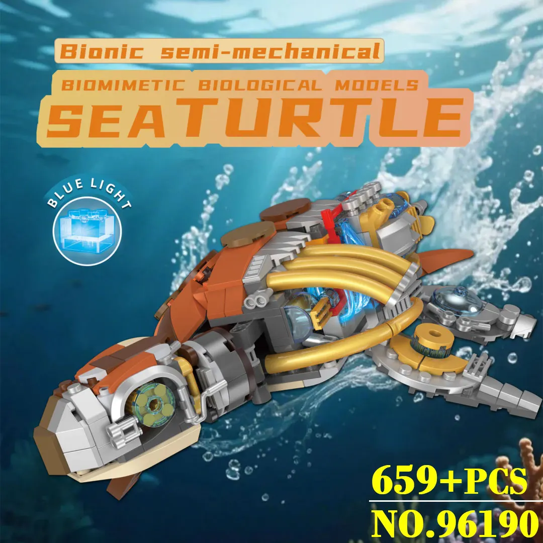 

K96190 659pcs Giant Turtle Building Block Set Semi-Mechanical Marine Animal Model with Movable Limbs STEM Toy for Kid Collectors