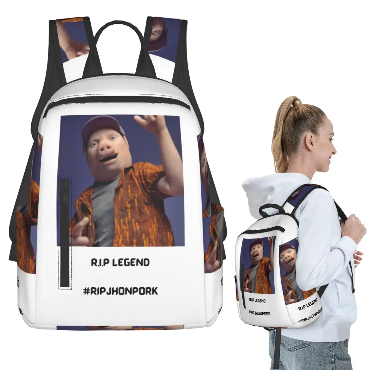 

John Pork Backpack Student Boys Girls BookBag Children School Bag Computer Shoulder Bags for Men Women