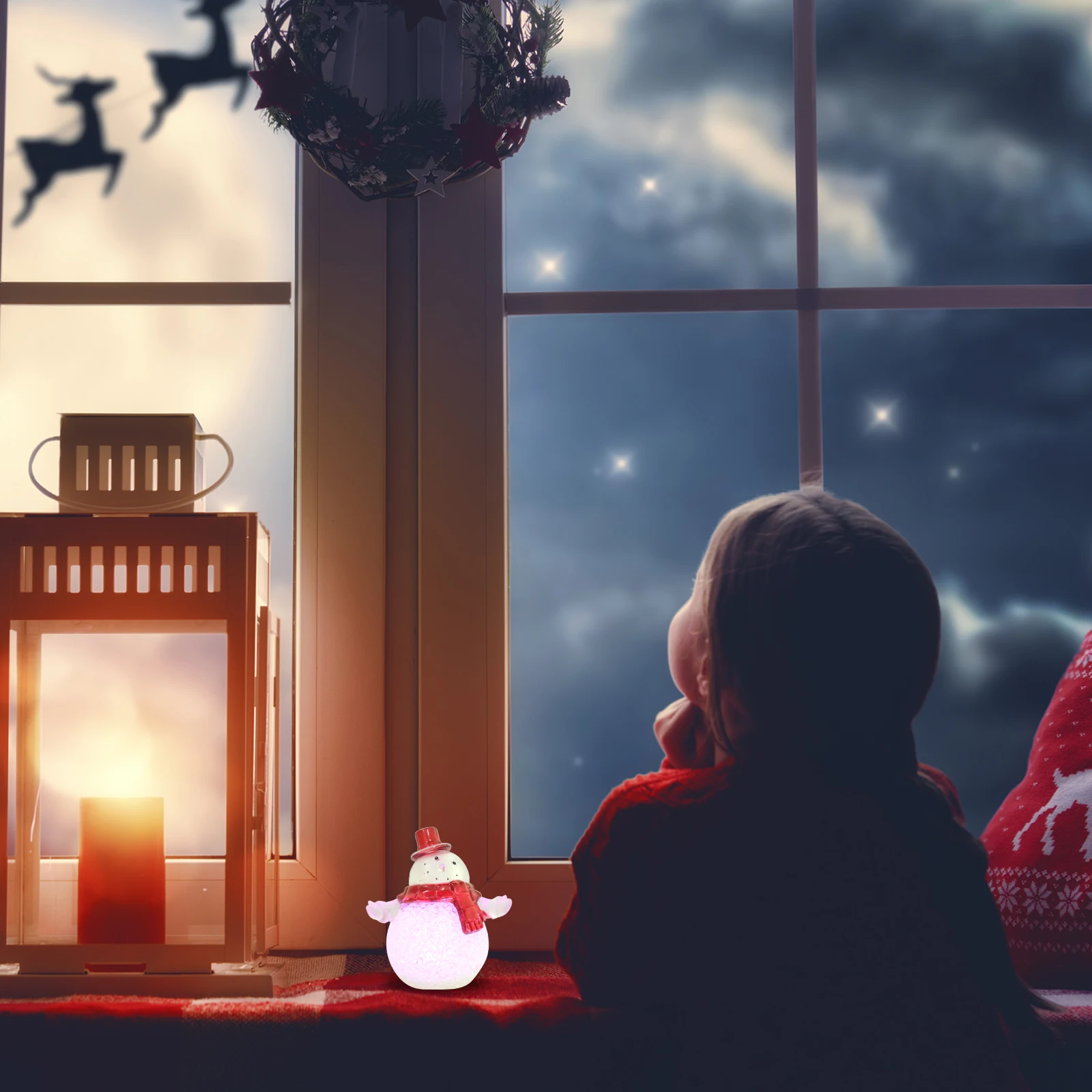 

Snowman Night Light Creative Cartoon Lamp Kids Room Decoration Snowflake Design Colorful LED Desk Lamps Eco Friendly Energy
