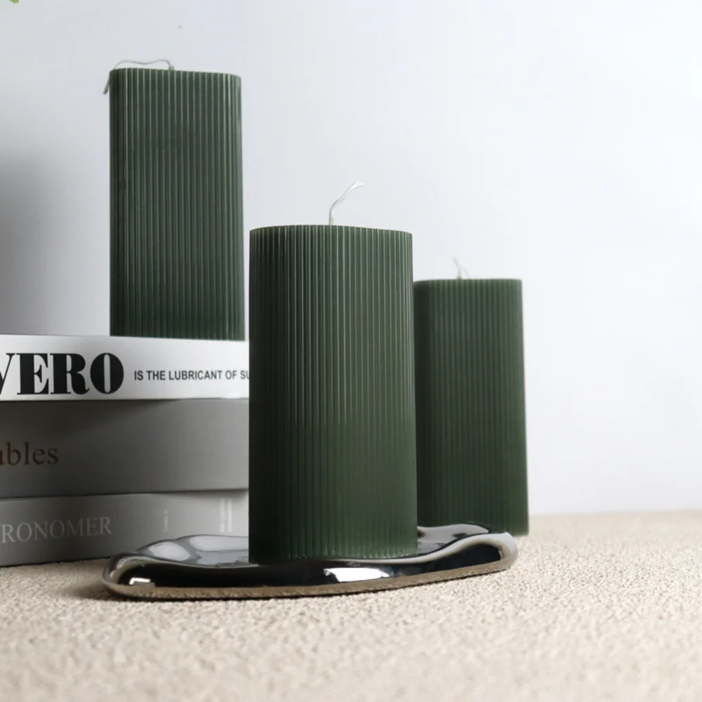 Geometric Cylindrical Acrylic Mold Triangular Resin Gypsum Mould Cube Stripe Candle Making Candlelight Dinner Decor Incense Gift