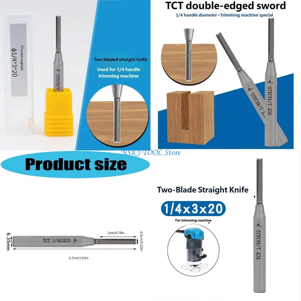 

L8RC Straight Router Bit 1/4 Shank Dadoes Straight Cut Router Bit Trimming Cutter