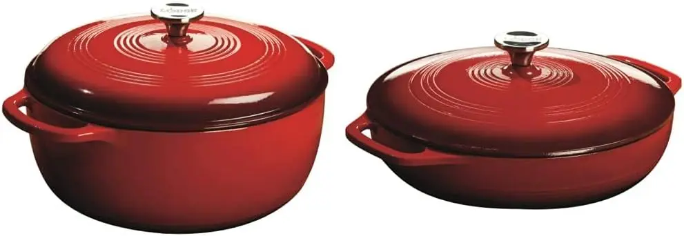 

EC7D43 Голландская печь из эмалированного чугуна, 7,5 литра, Island Spice Red и EC3CC43 Кастрюля с эмалированным чугунным покрытием, 3 литра, Islan