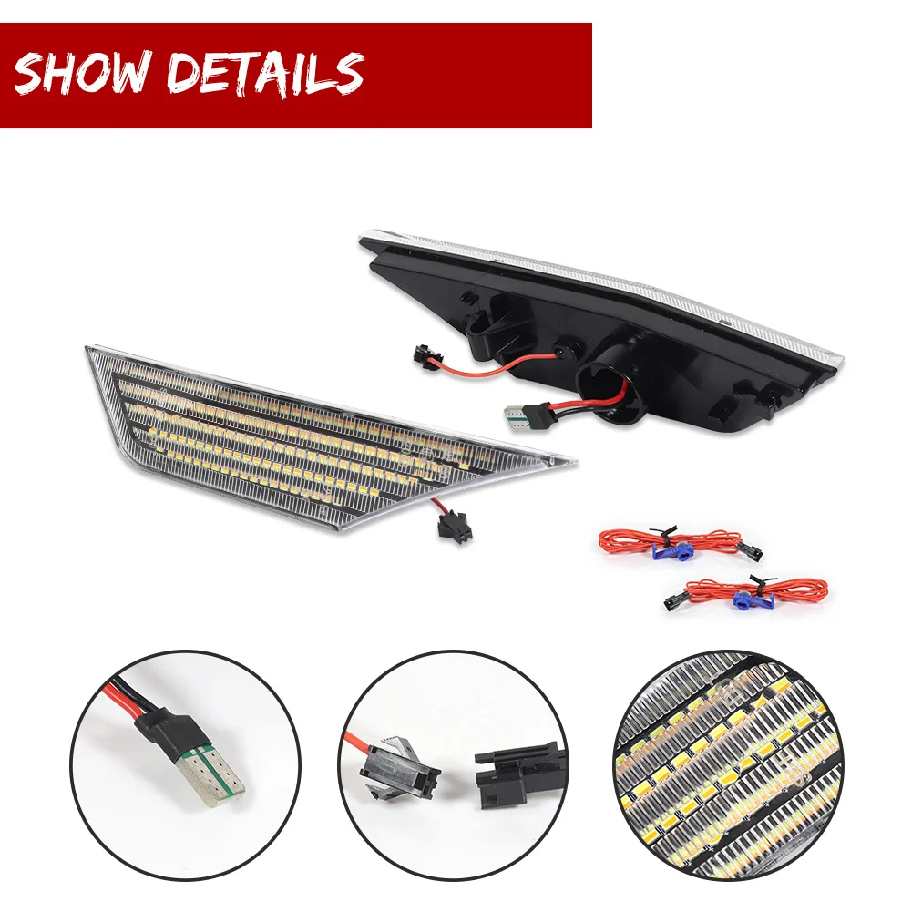 For Honda Civic 10 Gen Fender Side Marker Lights Amber Sequential Turn Signal Lamps White Driving Running Position Light 16-21