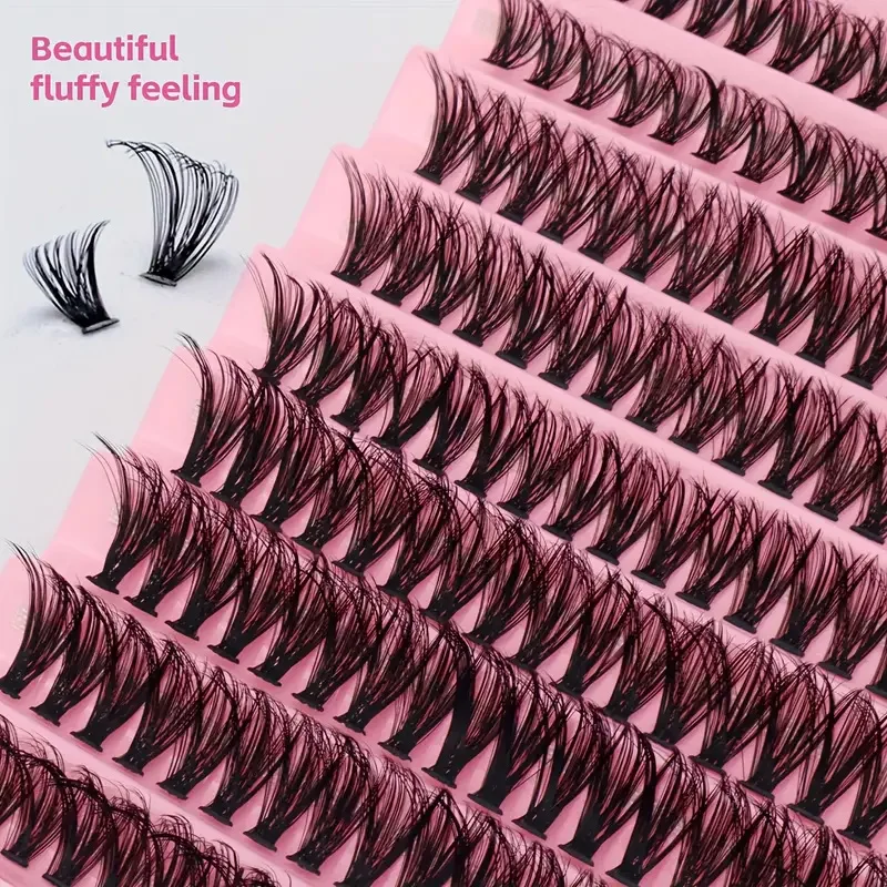 Eyelash Clusters 200Pcs DIY Individual Lashes Natural Look Wispy Lashes 9-16mm 40D Curly Individual Cluster Lashes Fluffy Lashes Reusable DIY