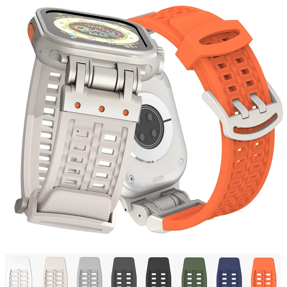 

Мужской мягкий силиконовый браслет для Apple Watch Ultra 2 серии 10 9 8 7 49 мм 46 мм 45 спортивный ремешок Correa для iWatch 6 5 4 Se 44 мм ремешок