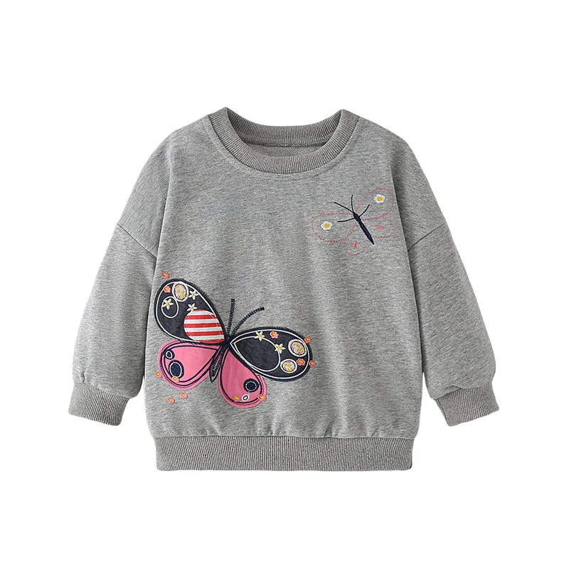 

Jumping Meters 2-7T New Girls Sweatshirts Rainbow Butterfly Girls Toddler Kids Clothing Autumn Spring Sport Baby Hooded Shirts