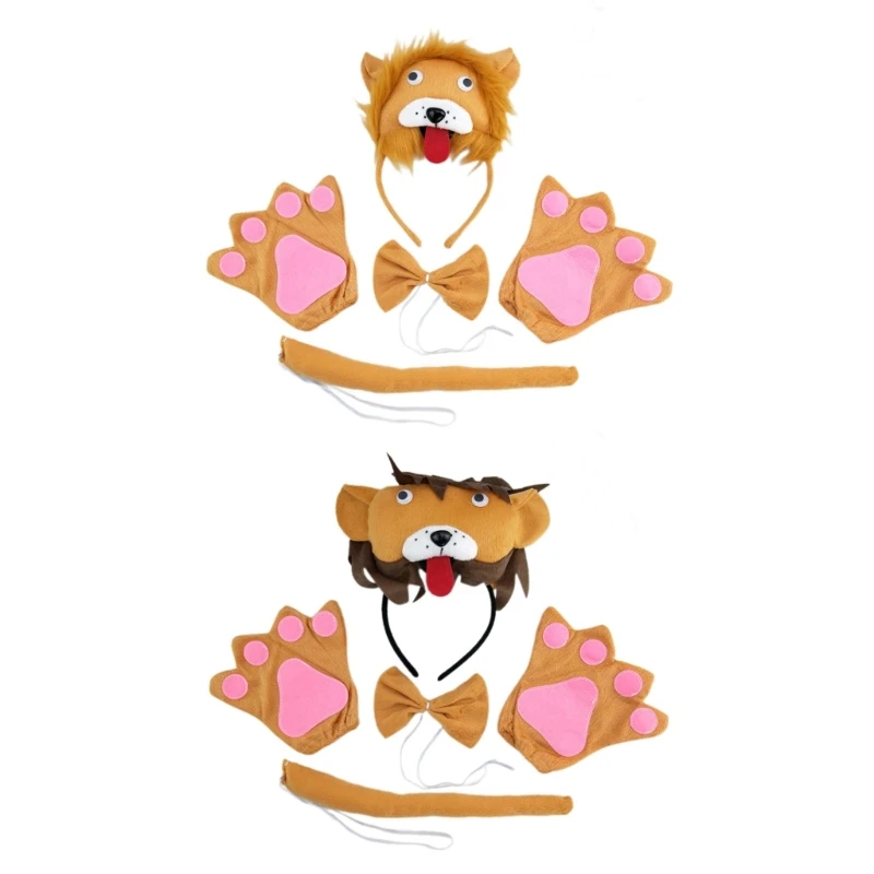 

Lion Tail Lion Paws Gloves Lion Fancy Dress Costume Set Lion Headband Bowtie