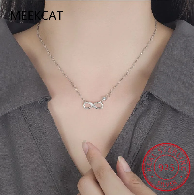 Collares con colgante de amor infinito para mujer, joyería fina de Plata de Ley 925, mejor amigo, regalos, cadena de plata