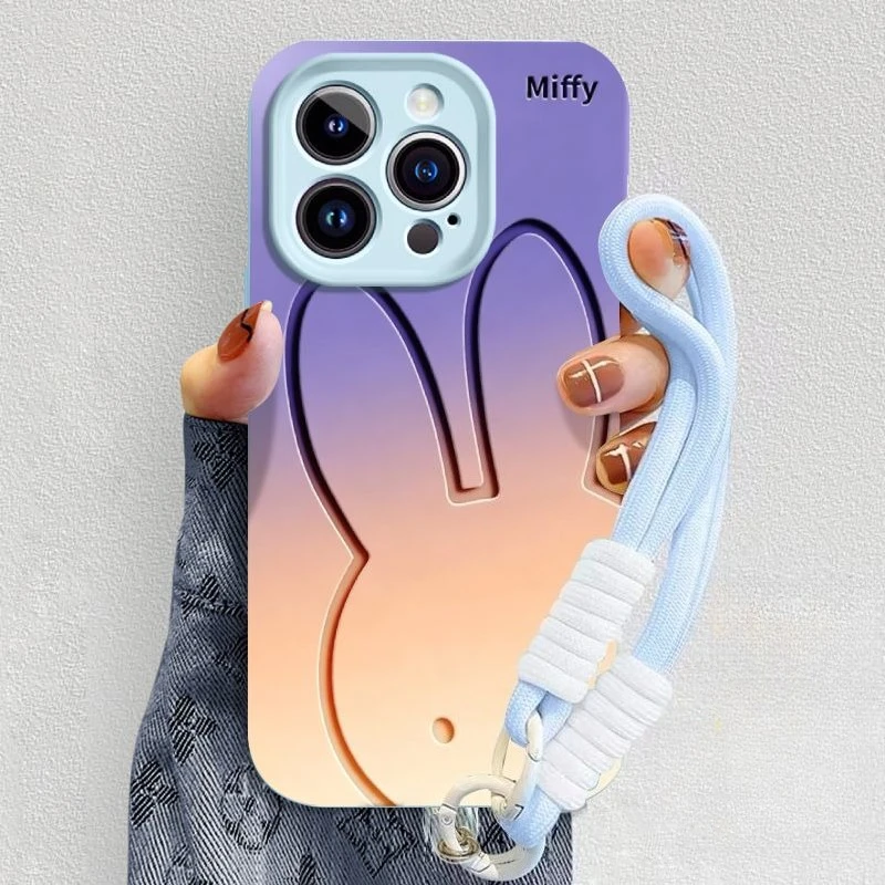Cartoon Kawaii Miffy Gradient Mobile Phone Case Applicable To Apple Good Looks All Inclusive Skin Feel Silicone Wear-resistant