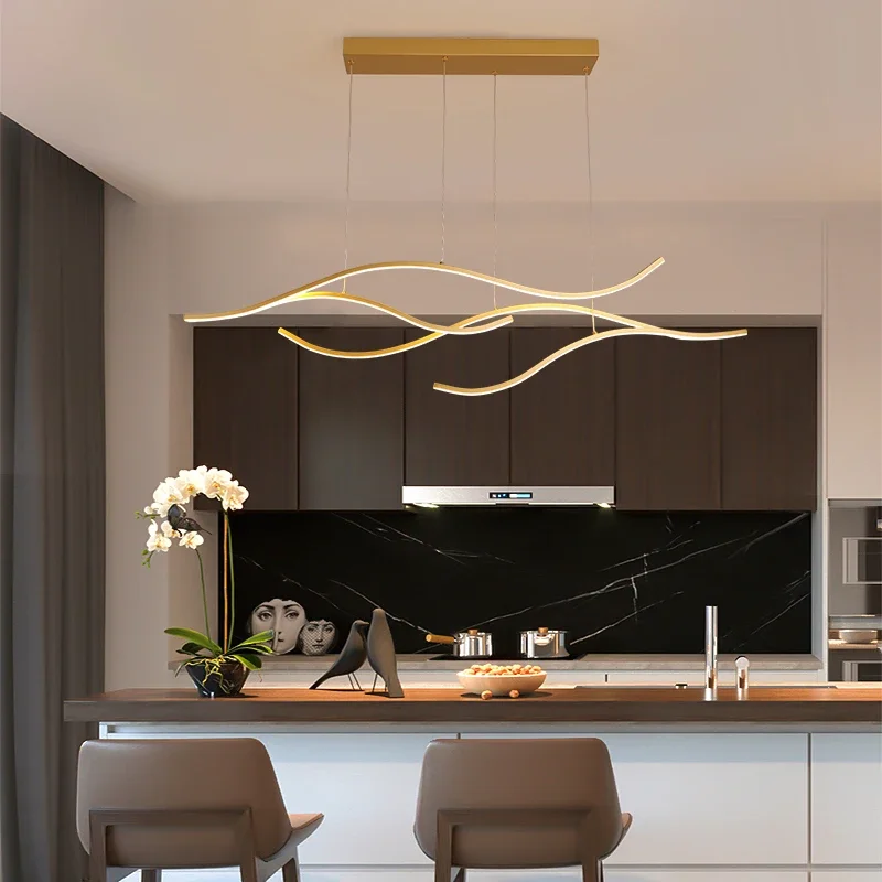 

Modern Nordic LED Minimalist Living Room Metal Linear Lamp Pendant Lamp Home Decoration Bedroom Dining Decorative Chandelier