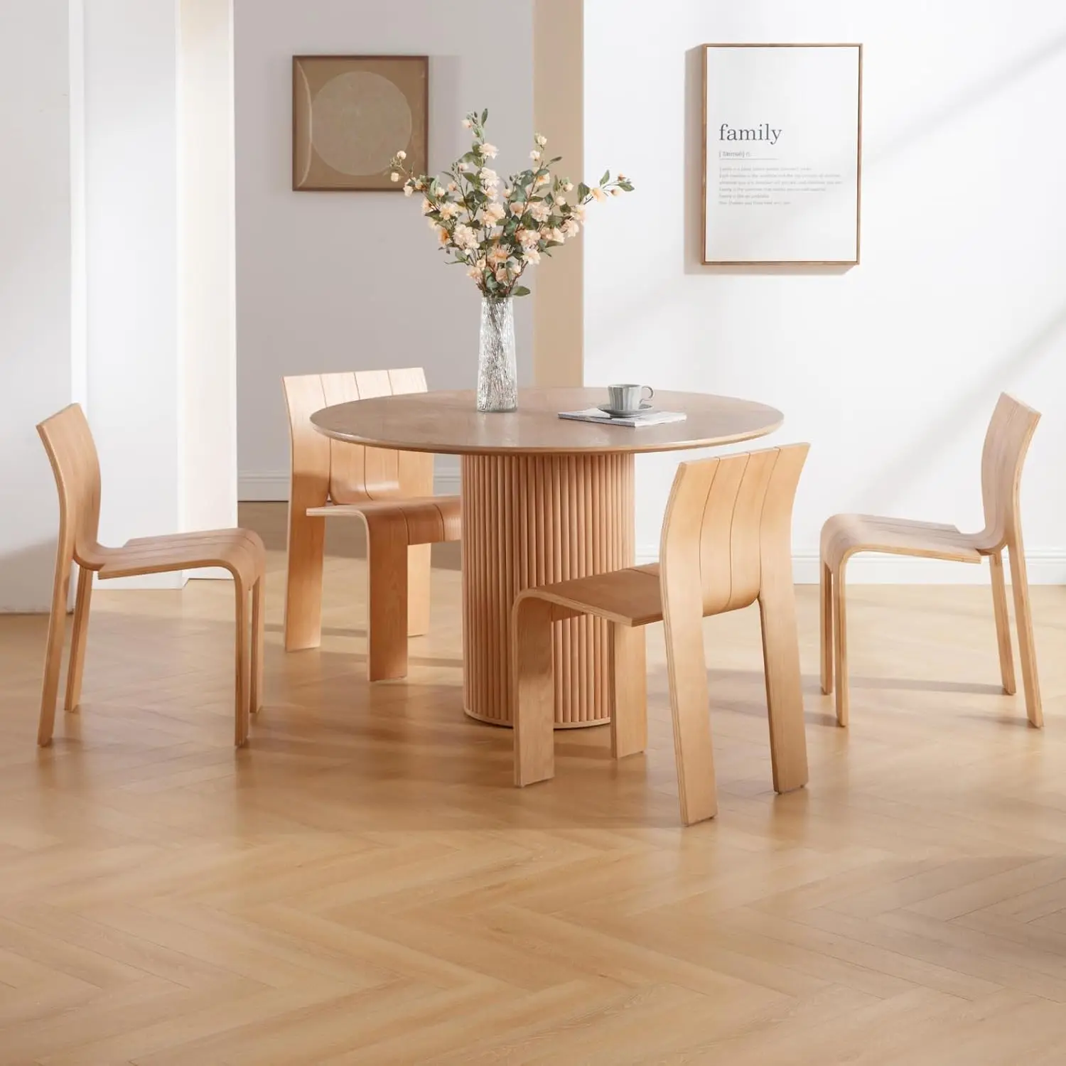 

Набор из 4 обеденных стульев из натурального дерева в стиле середины века, изогнутые, штабелируемые, без подлокотников, для кухни и ресторана, на заказ