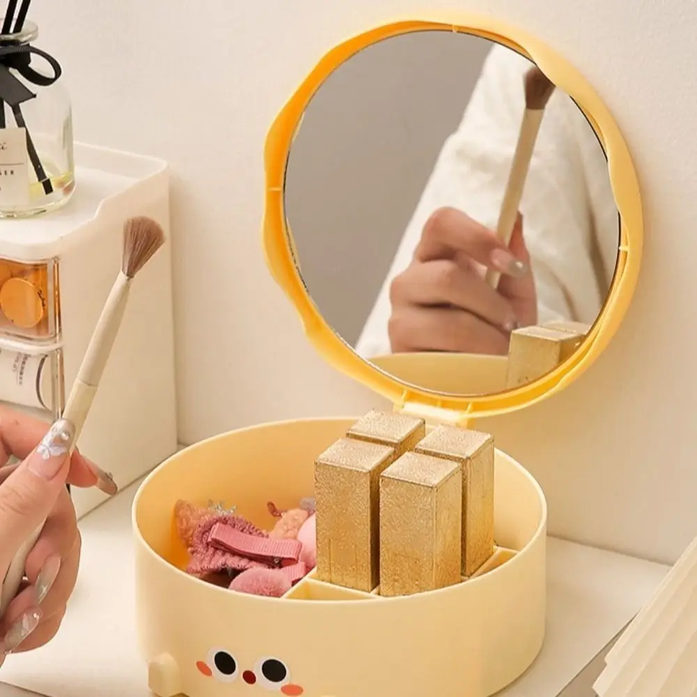 Cute Cake Makeup Mirror High-definition Large Capacity Jewelry Storage Box Vanity Mirror Table Mirror