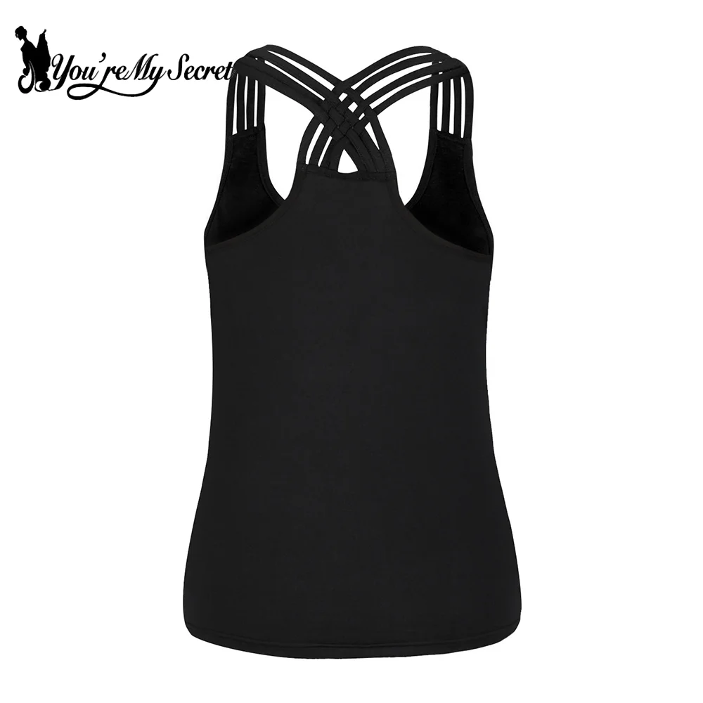 [You're My Secret] Skull Girl 3D Digital Printed Women's Tank Tops Streetwear Black Gothic Style Sling Top Sexy Backless Vest