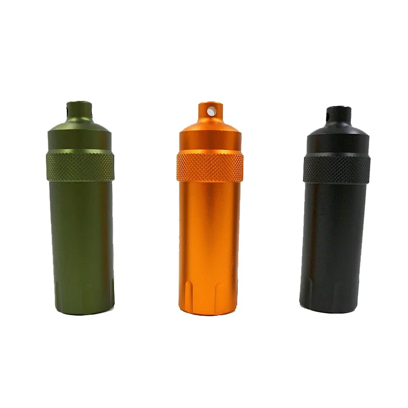 Portable Waterproof Capsule Seal Bottle Aluminum Alloy Outdoor Survival Pill Box EDC Sealed Container Canister With Tactical Pen