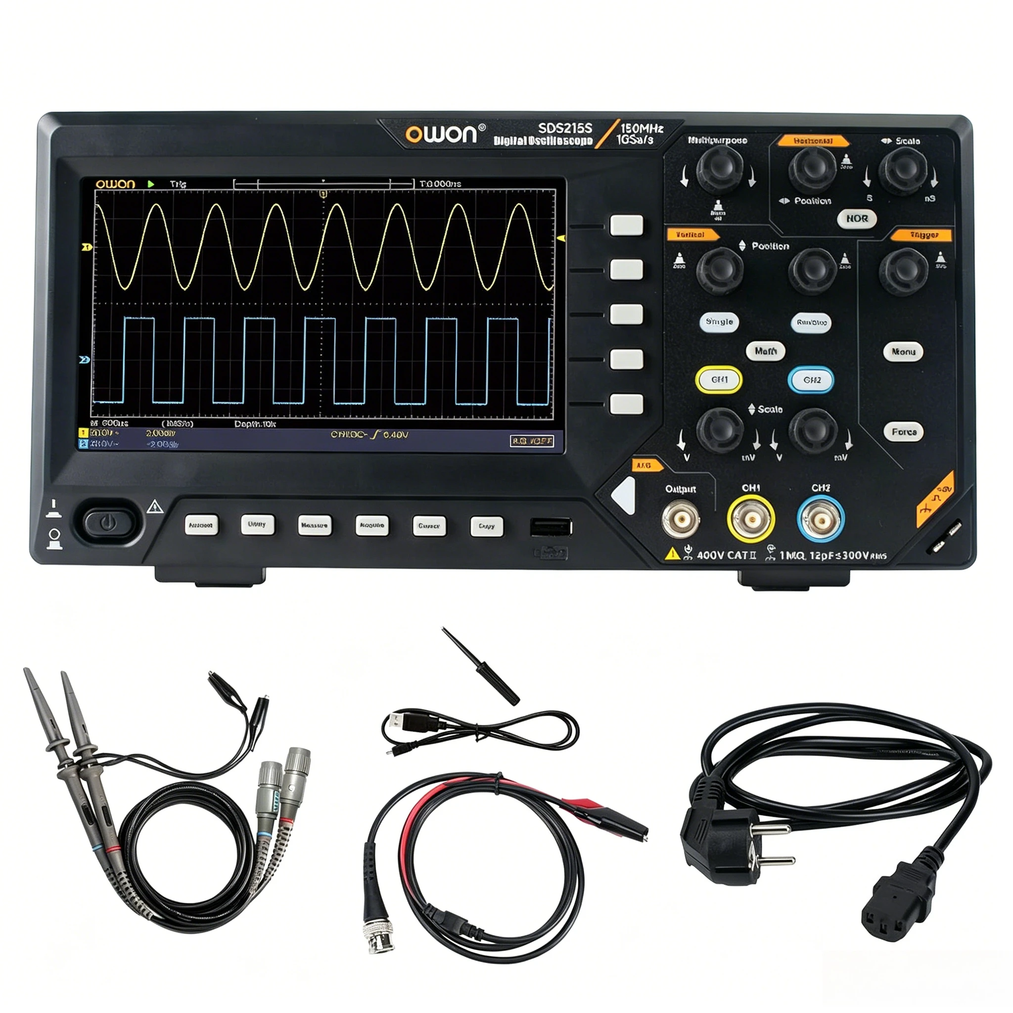 OWON SDS210S SDS215S SDS220S 2CH Digital Oscilloscope 1GSa/s Sampling with Built-in 25MHz Waveform Generator