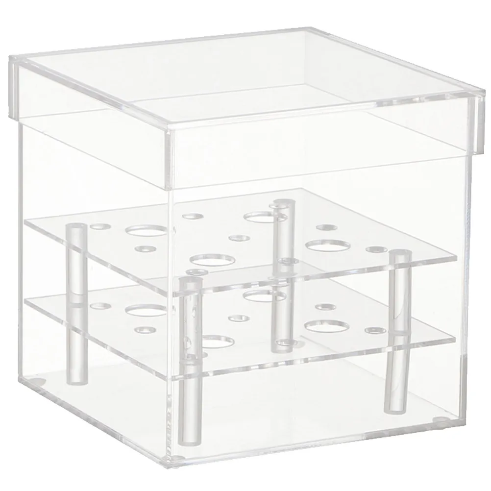 透明アクリル製フラワーキューブ-9穴付き-エターナルフラワーボックス-結婚式-ブライダルシャワー-ダイニングテーブルデコレーション-フラワーホルダー