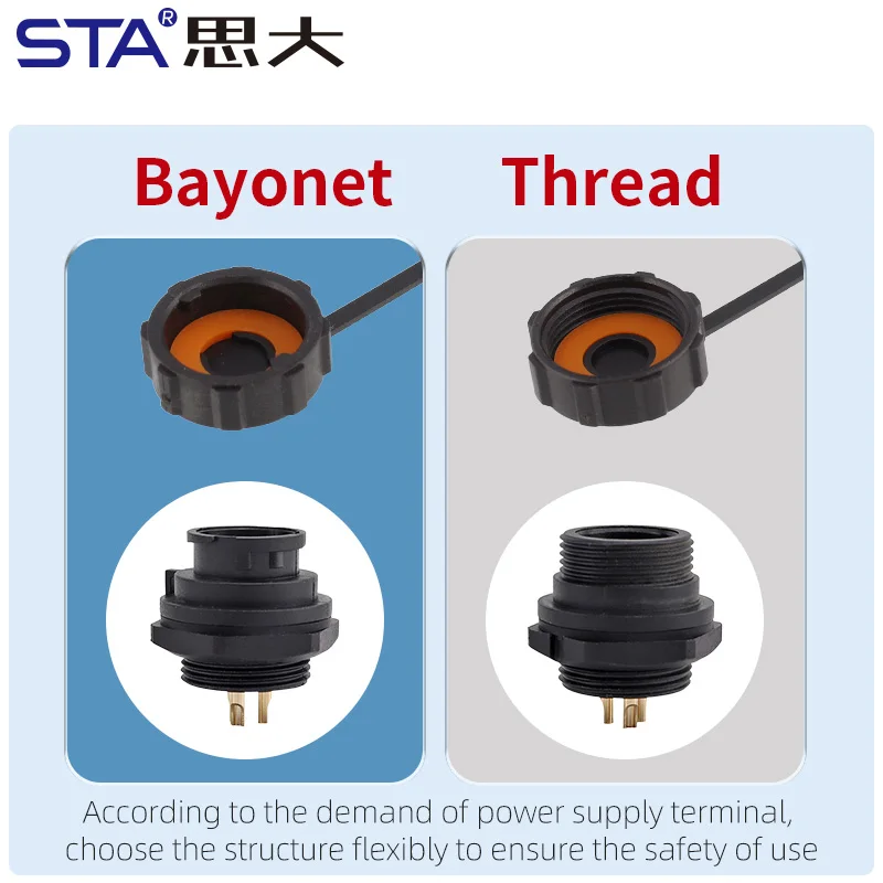 B10 Standard Size Waterproof Connector Dust Cover Threaded & Bayonet Front Rear Panel Mount IP67 Dustproof for PCB Receptacles