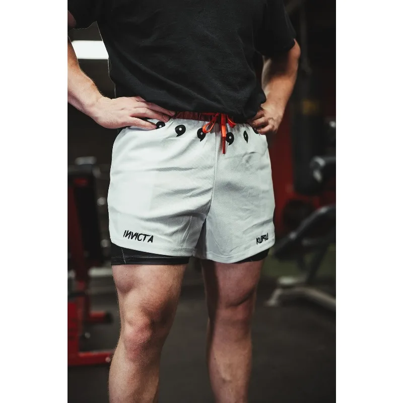 Anime Madara Uchiha Six Paths 2-in-1 Compression Shorts Summer Quick Drying Sport Shorts with Six Tomoe Print Breathable Shorts