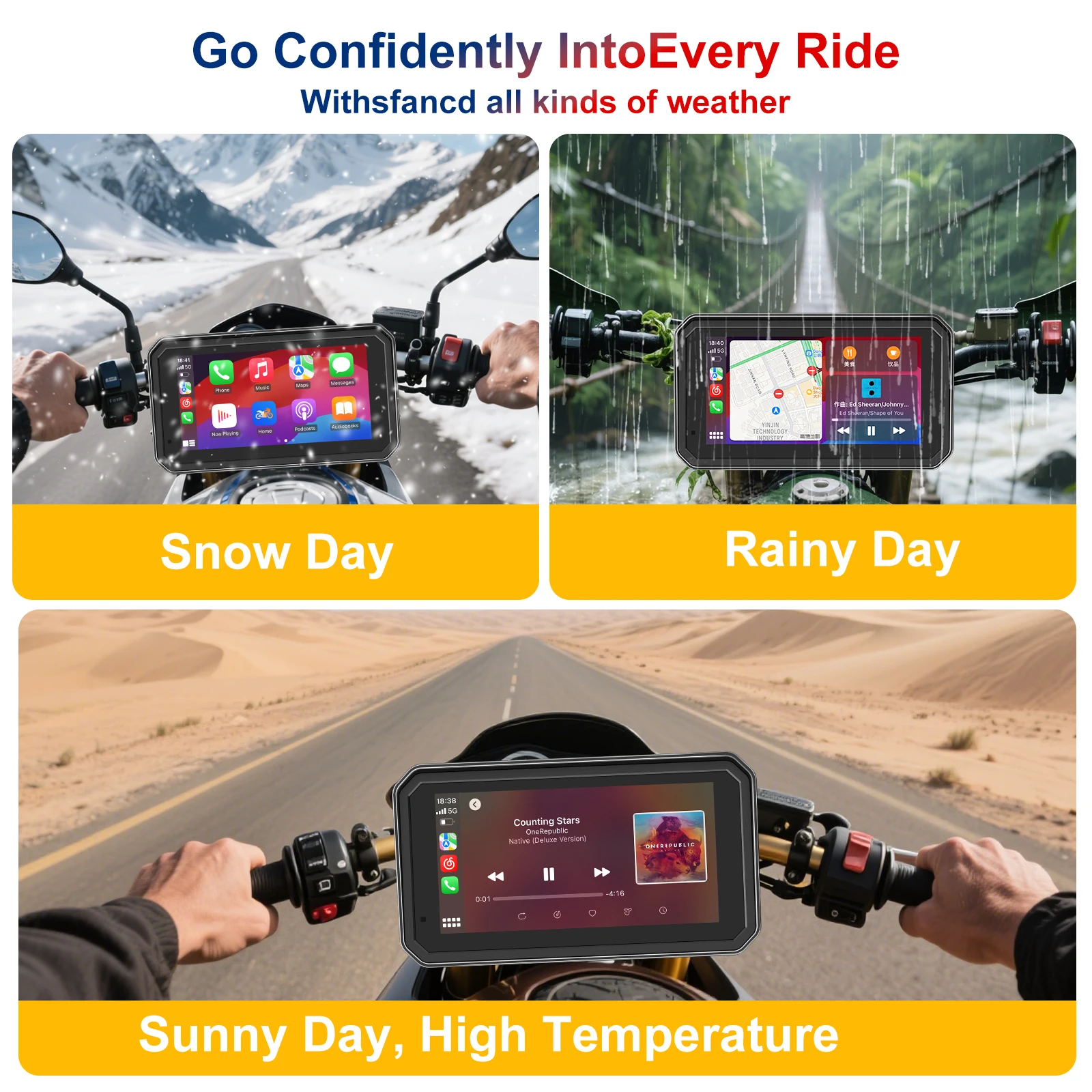 6 بوصة دراجة نارية لاسلكية CarPlay الملاحة مسجل عرض ضغط الإطارات لتحديد المواقع الفقرة موتو أندرويد السيارات IPX7 اكسسوارات موتو