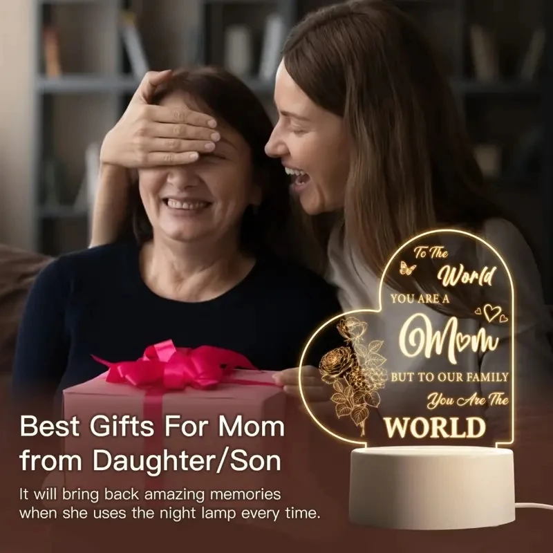 1PC Heart-shaped Nightlight Festival Gift Mother Souvenir Gift Atmosphere Table Lamp