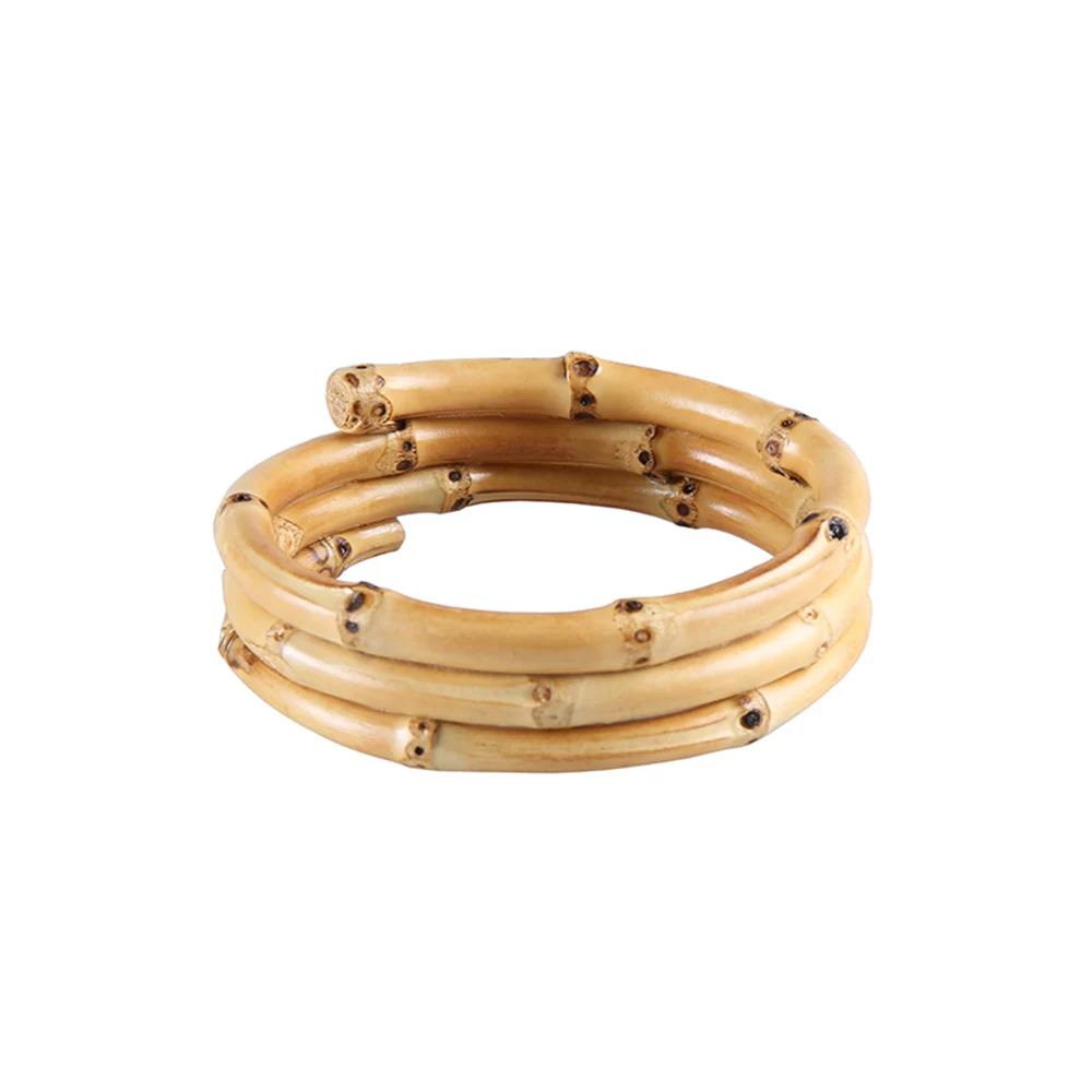 Nilerun Fashion Novelty Unisex Three Circles Rings Stacked Wide Bamboo Root Rattan Bangle Bracelet for Couples Men and Women