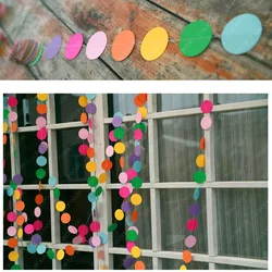 Mix Rainbow Color Circle Polka Dots Garland Banner Bunting Wedding Baby Shower Birthday Party Decoration Dot String Hanging