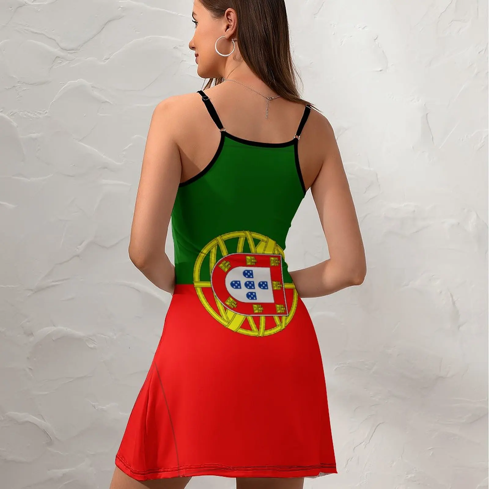 Portugal Flag Portugal Flag  Women's Sling Dress Funny Graphic Exotic  Woman's Dress Funny Novelty Cocktails Strappy Dress