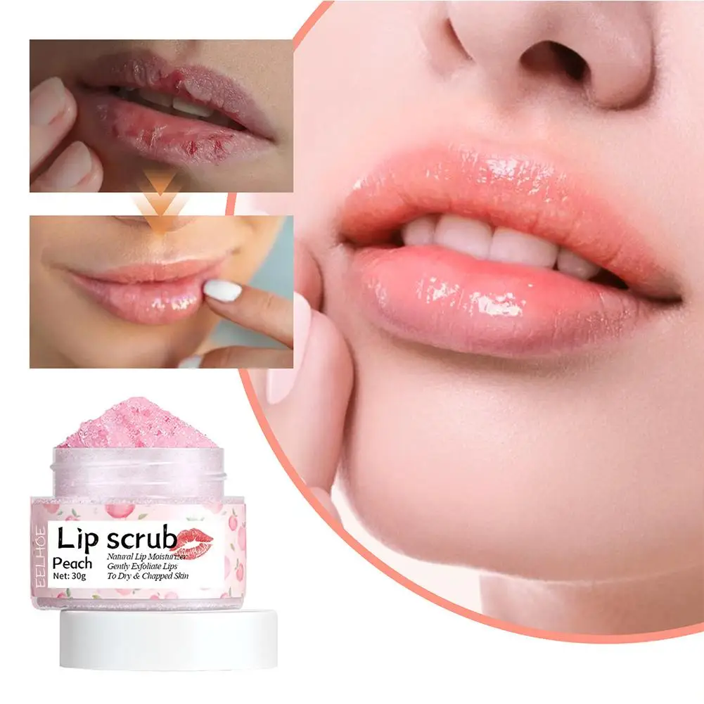 Peach Lip Scrub Exfoliating Lightening Fade Lip Lines Anti Dryness Removing Dead Skin Moisturizing Care Makeup Lip Care