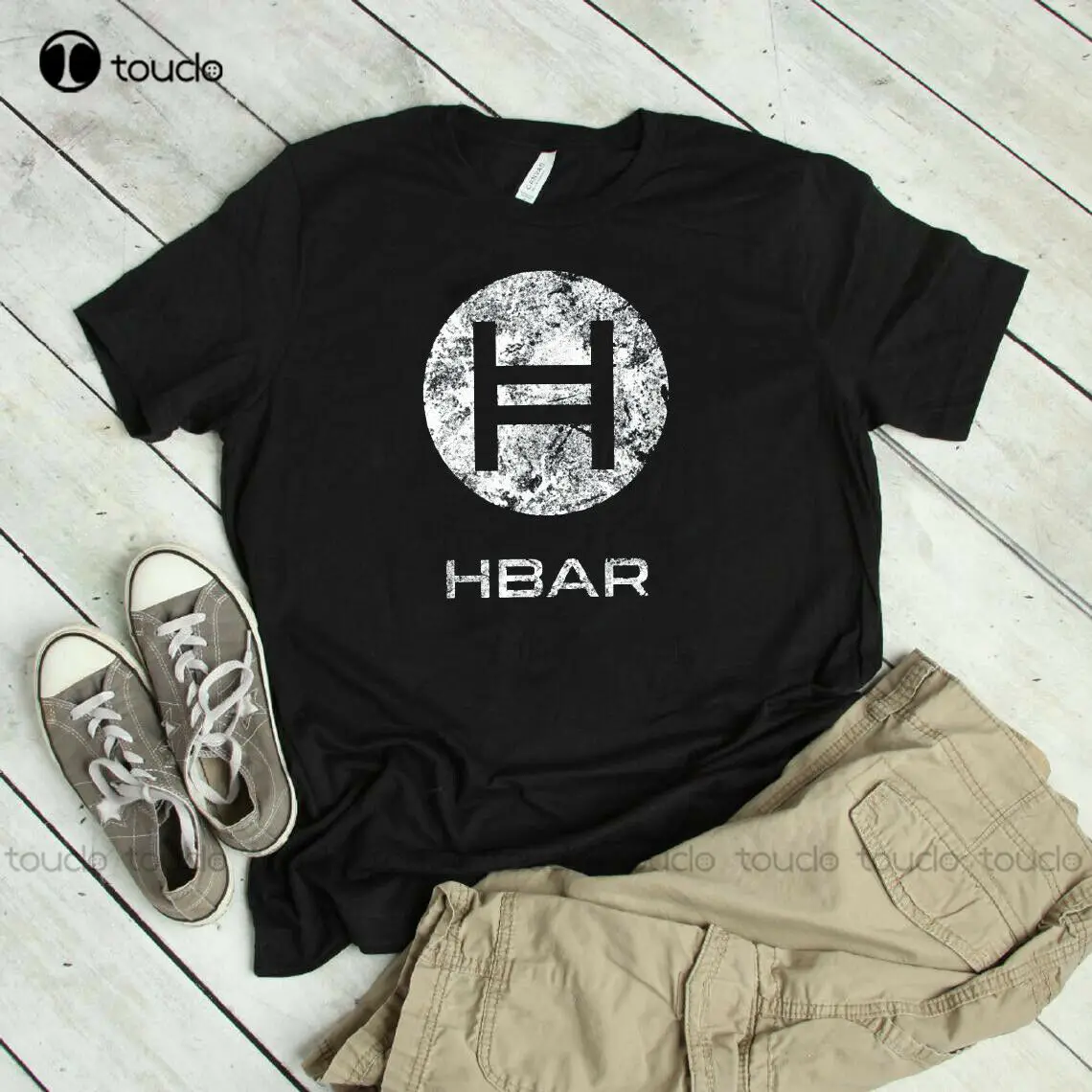 New Crypto Hedera Hashgraph Blockchain Token Distressed T-Shirt Gift For Men Women Cotton T Shirt Tee Custom Gift Tee Shirt