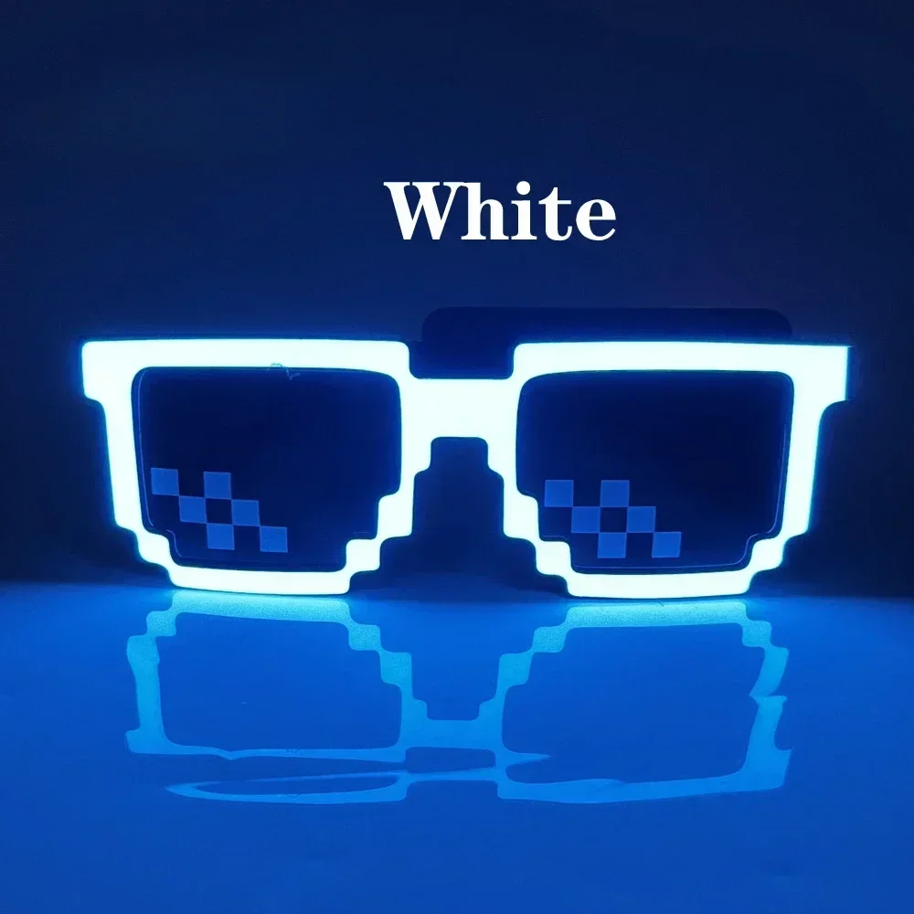 Flashing EL Wire 8 Bit LED Glowing Luminous Bright Festival Light Up Mosaic Glasses Fashion Party Supplies