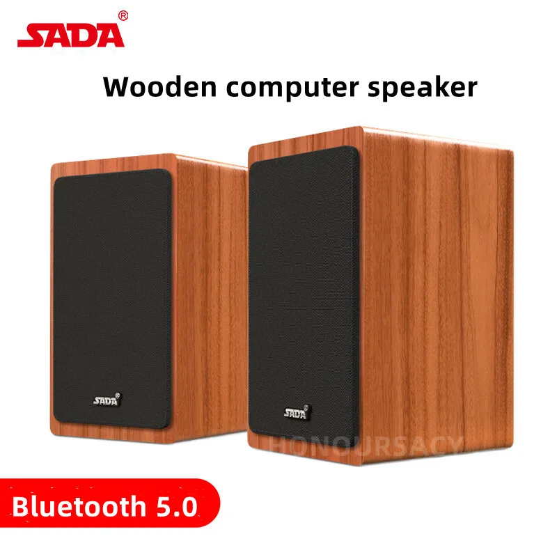 

Wooden Multimedia HIFI Shock Stereo Heavy Bass Sound Box Home Mini Desktop Computer Bluetooth Speakers Active USB Wired 2.0