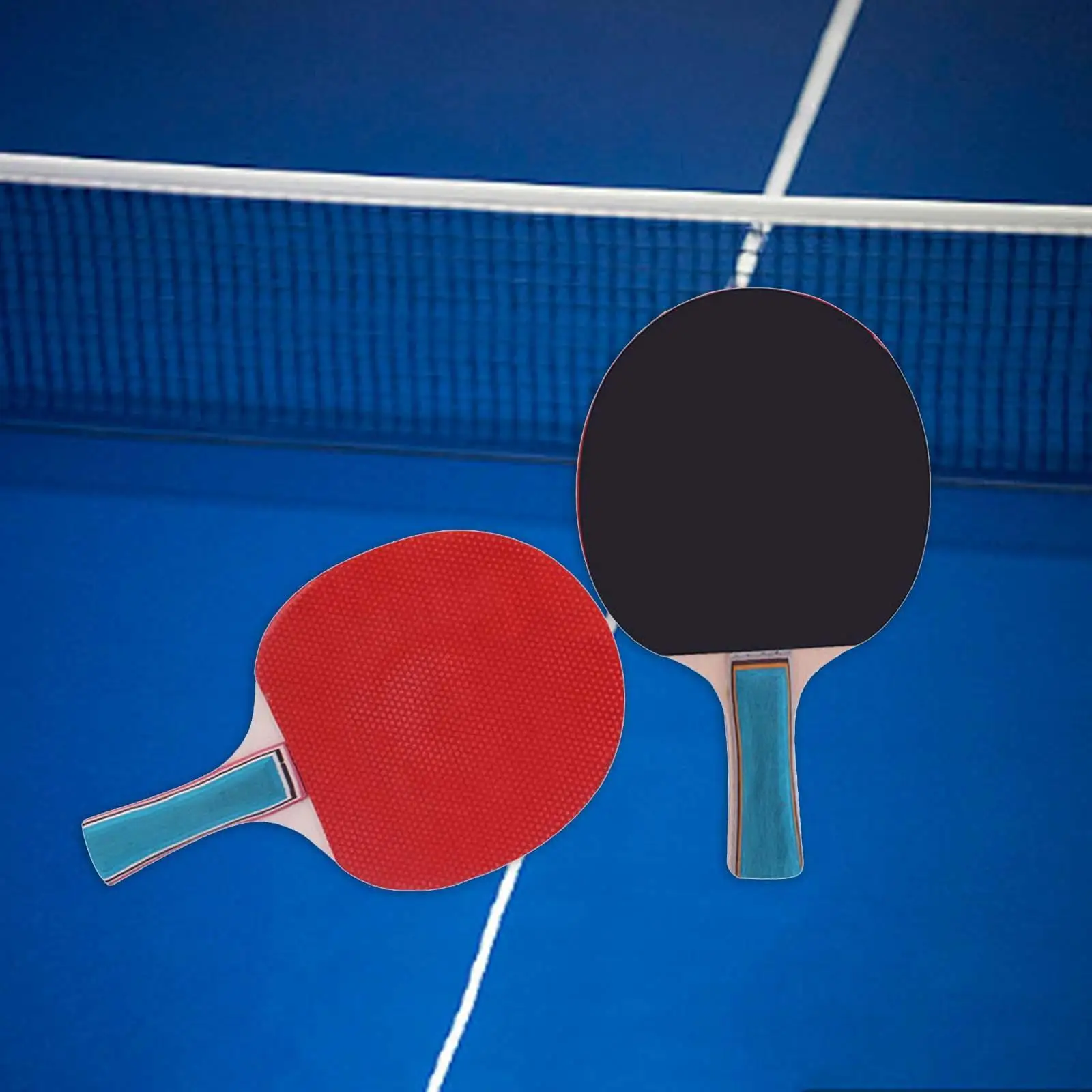 Table Tennis Rackets Wood with Rubber Sponge Lightweight Pingpong Paddles for Enthusiast Casual Playing Practicing Beginner Gym