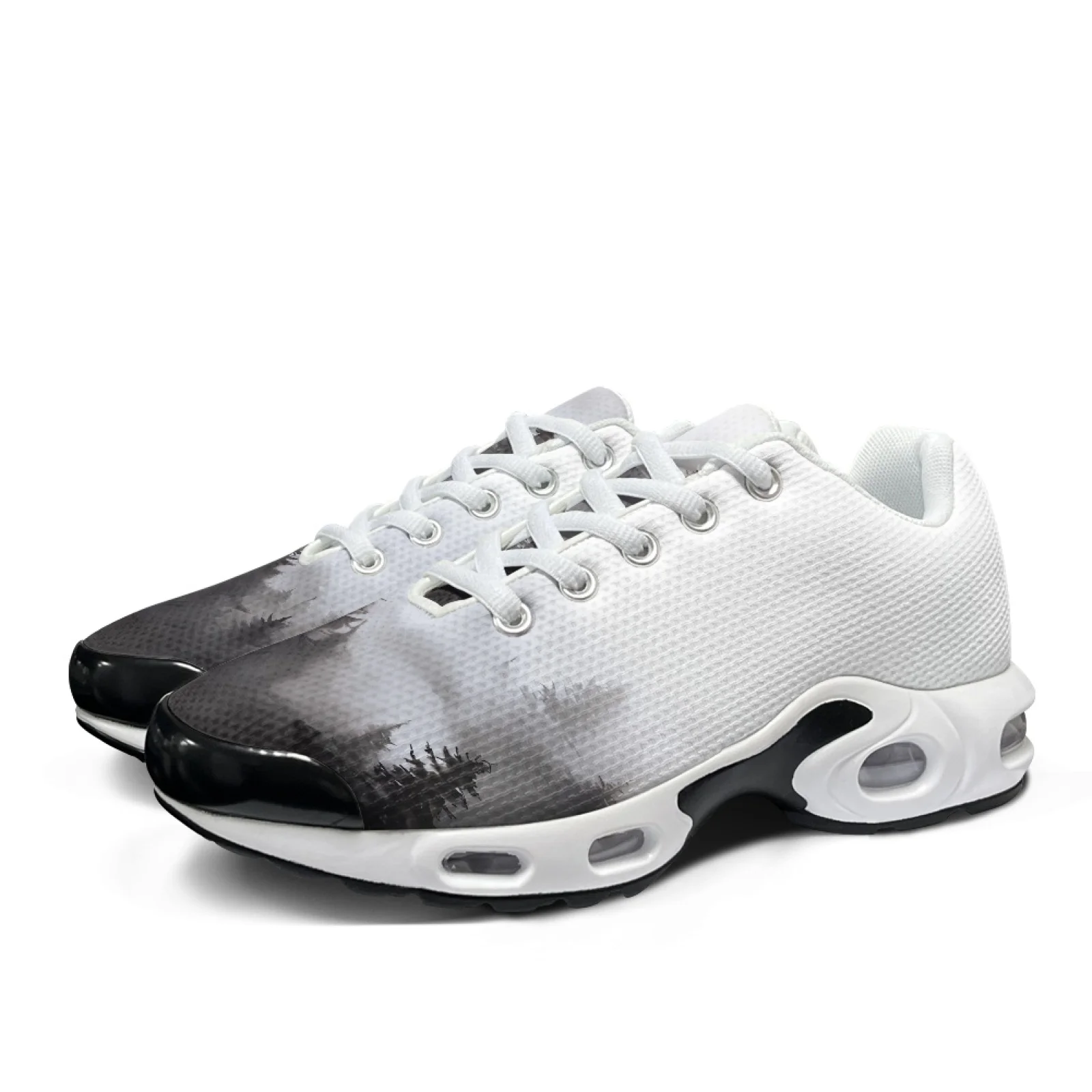 

XIXIRIMIDO Air-Cushioned Sneakers Women's Running Shoes Men's Commuter Shoe Lightweight Breathable Comfortable Soft Black Forest