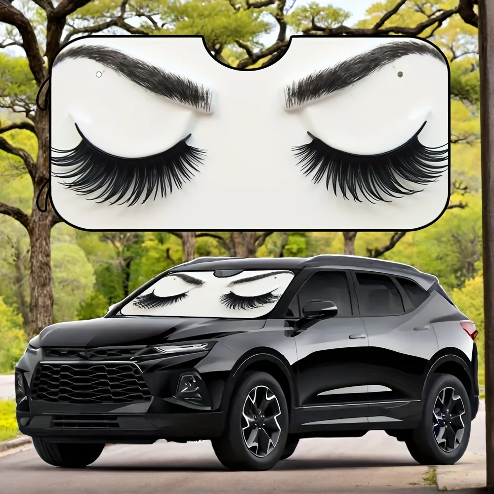 

1pc, Foldable Car Sunshade With Eyelash Design, Provides UV Protection And Heat Insulation, Fits Universally For Women'S Vehicle