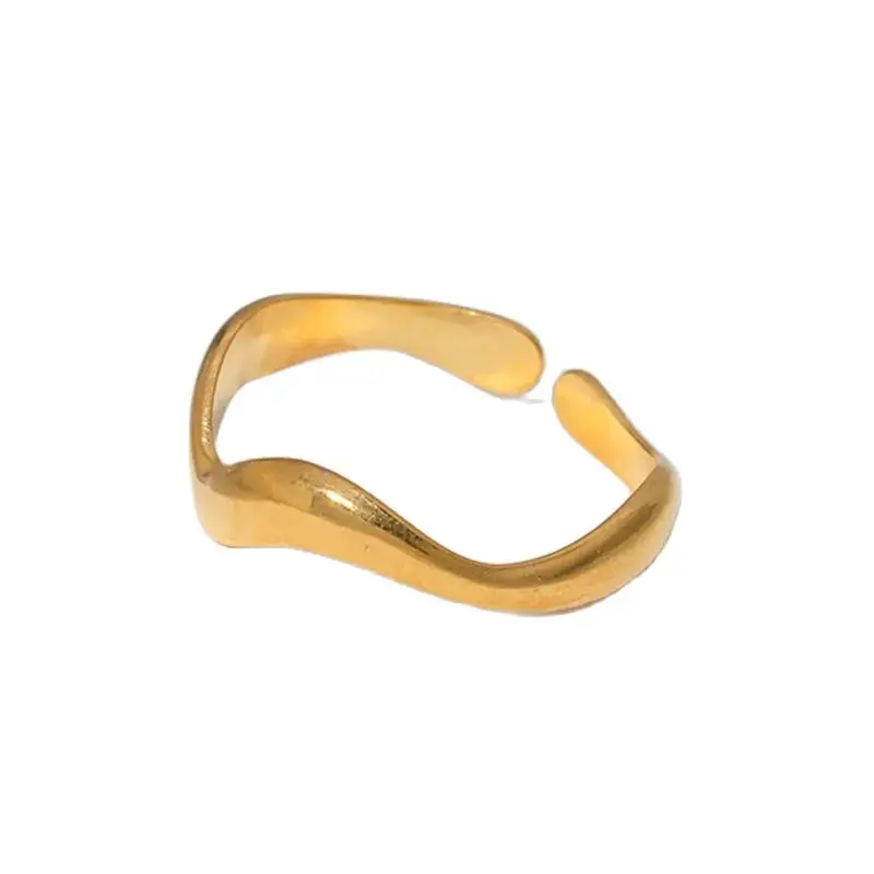Stainless Steel Creative Handmade Rings Irregular Wave Smooth Engagement Jewelry for Women Fashion Adjustable Rings Wholesale