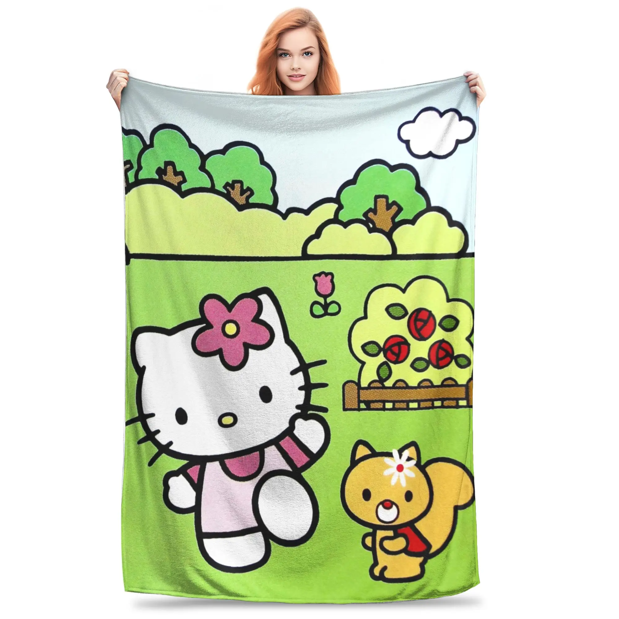 Hello Kitty Leisure Life Flannel Blanket Autumn  Super Soft Throw Blanket for Girls Boys Bedroom Comfortable Bedspread Bed Cover