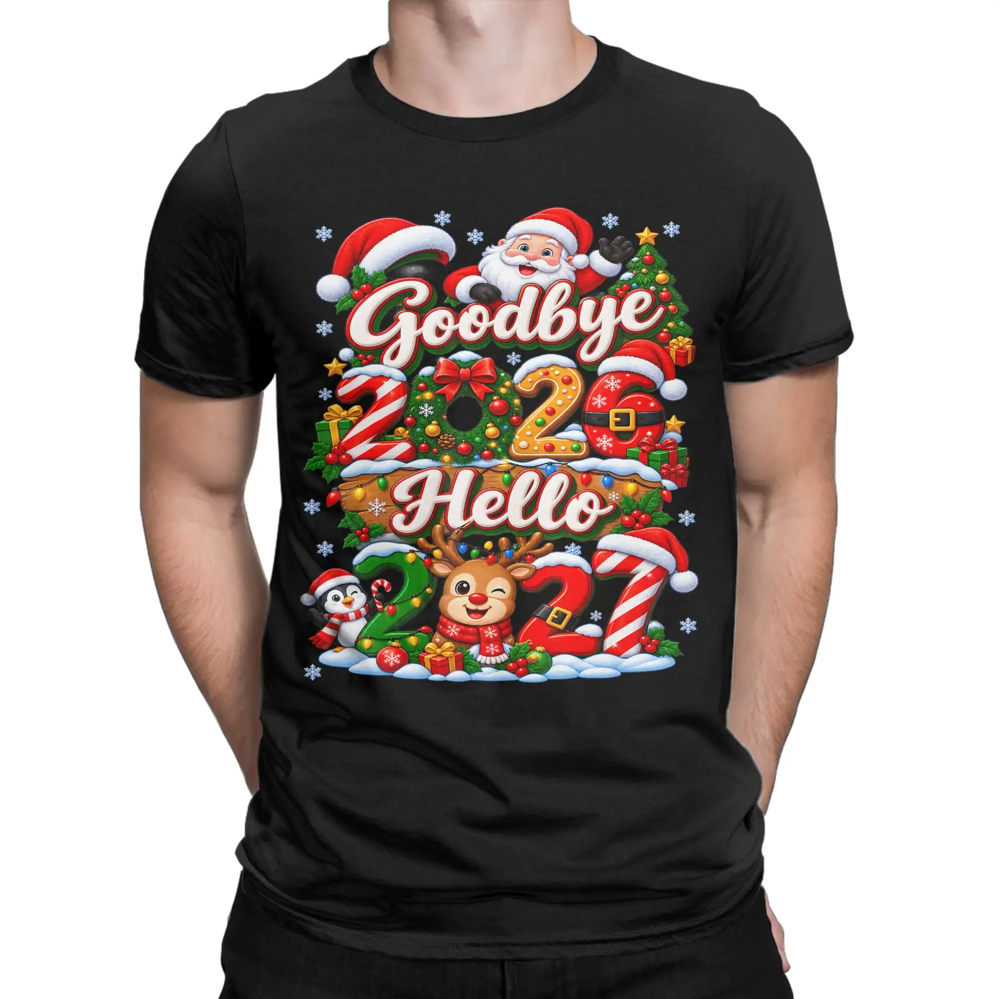 Goodbye 2026 Hello 2027 T Shirt  Novelty T Shirts Short Sleeve Vintage Tops Summer Pure Cotton Comfortable Oversize Top Tees