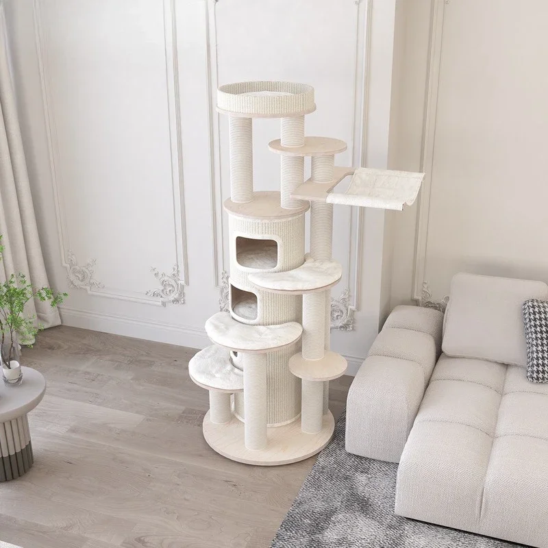 Super large luxury thermal hemp bucket cat litter cat tree integration