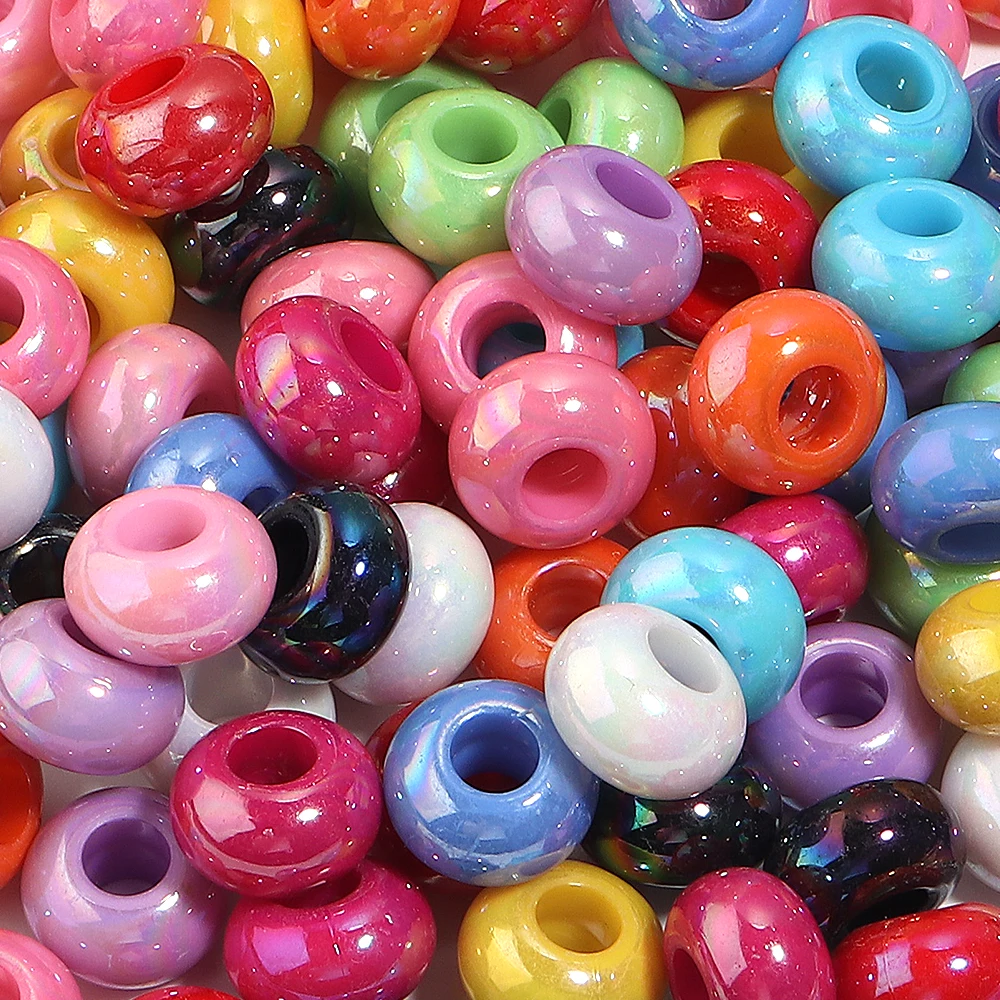 50 Stück/Set UV-Farbige Großloch-Acrylperlen in Radform Lose Abstandsperlen für Schmuckherstellung DIY Armband Halskette Zubehör – Detail 4